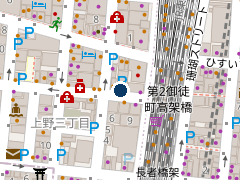 NPC24H上野御徒町パーキングの位置