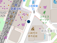 三井のリパーク ららテラス武蔵小杉駐車場の位置