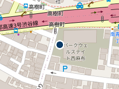 三井のリパーク パークウェルステイト西麻布来客用駐車場の位置